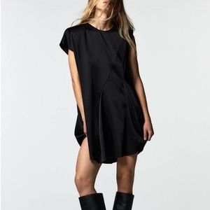 Zara Asymmetric Satin Black Dress - NWT Size Small